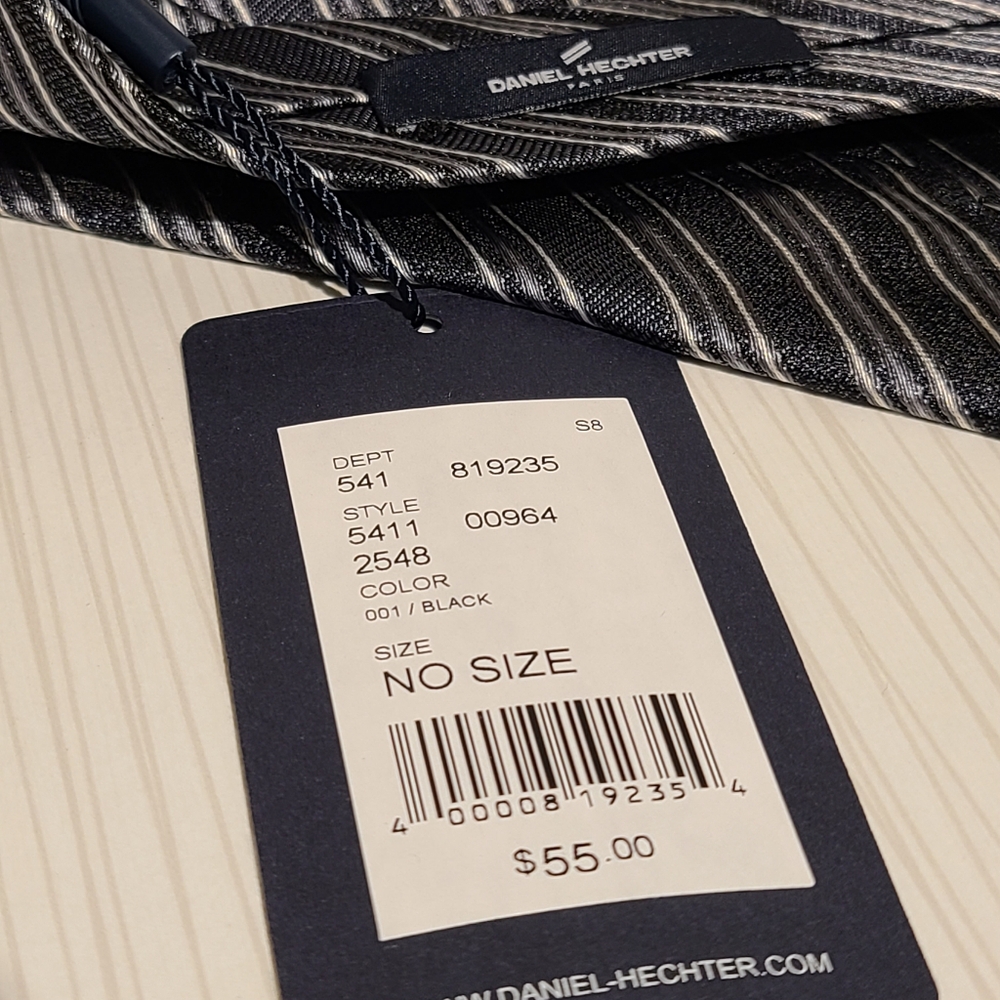 Blue & Silver Strip 100% Silk Tie by Daniel Hector - Picture 3 of 3